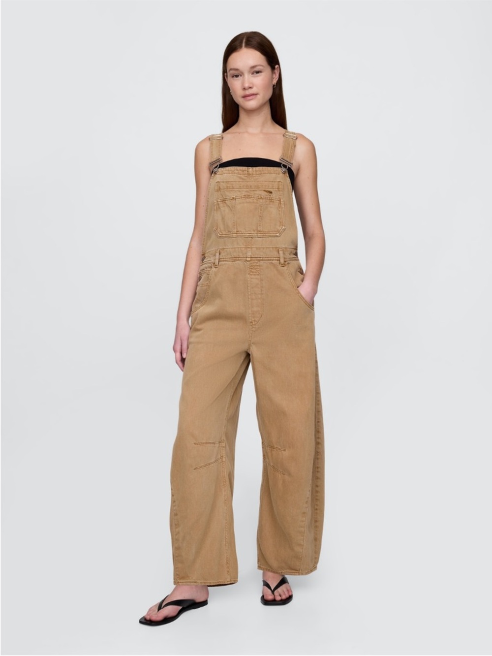 Ultrasoft Denim Horseshoe Barrel Leg Overalls